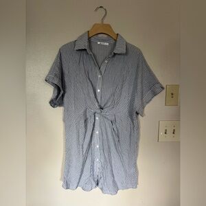 Cupshe Blue and White Stripe Swim Coverup Size Small